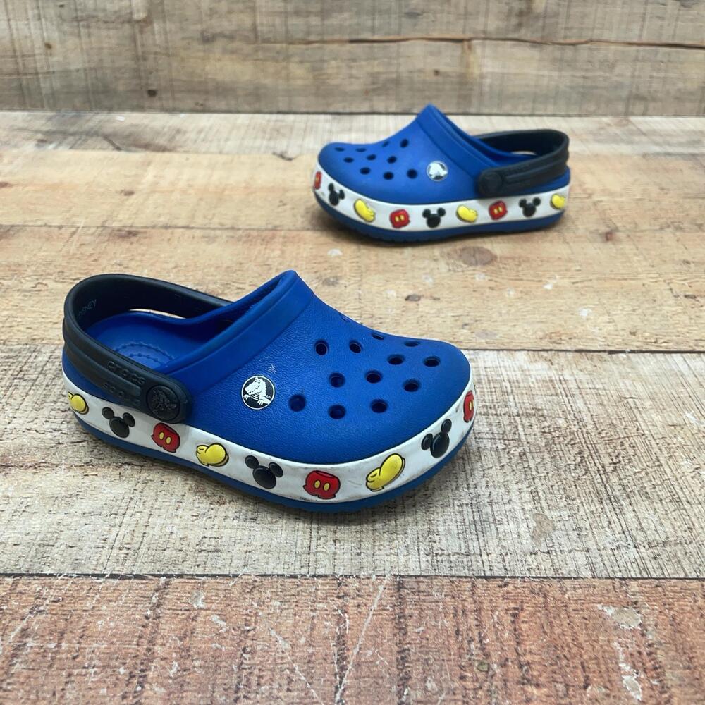 Crocs Mickey Mouse Clog Shoes Kids Size 7 24 Blue Disney Slip On Beach